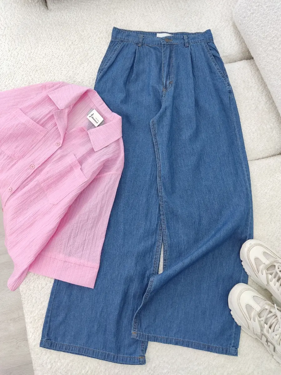شلوار زنانه نیم بگ جین کاغذی آسو